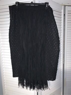 Byron Lars Plus Size Women’s Fringe Textured Pencil Skirt